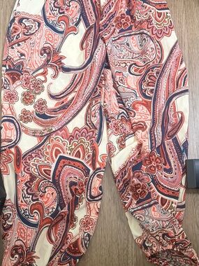 SHEIN Coral, Navy & Cream Paisley boho Pants
